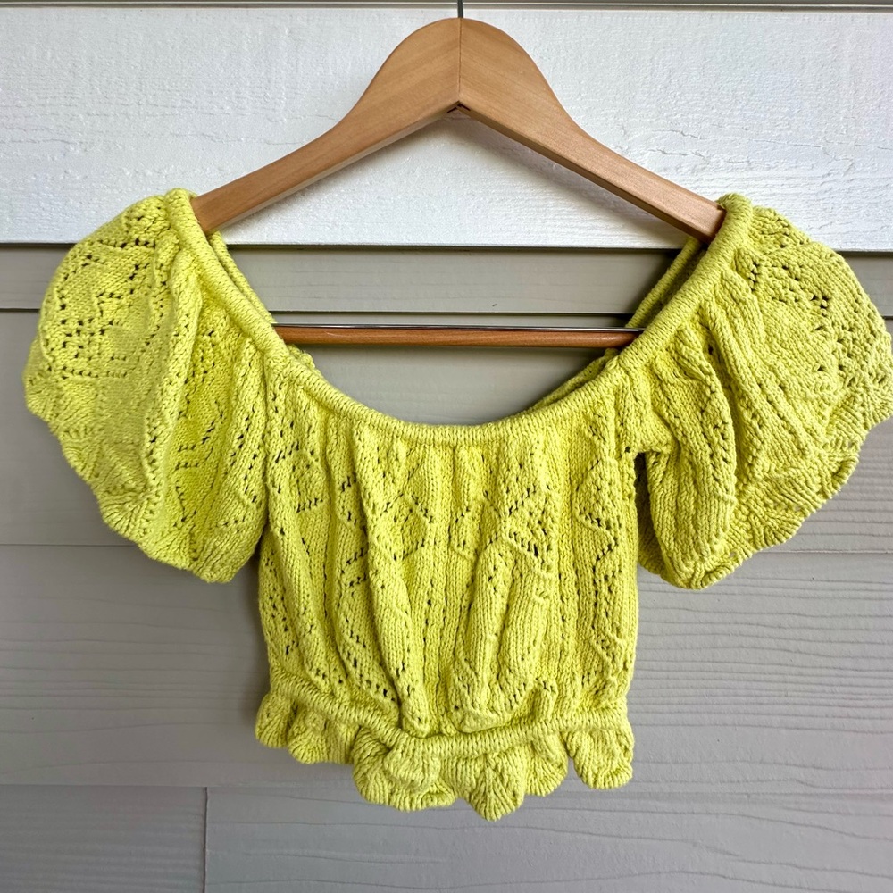 Zara Lemon Yellow Knit Blouse